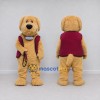 Custom Tan and Burgundy Dog in Vest Mascot Costume Adult Full Body Suit for Pet Events Custom Tan and Burgundy Dog in Vest Mascot Costume Adult Full Body Suit for Pet Events