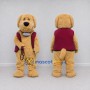 Custom Tan and Burgundy Dog in Vest Mascot Costume Adult Full Body Suit for Pet Events