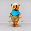 Custom Golden Brown and Blue Teddy Bear in Sweater Mascot Costume Adult Full Body Suit for Children's Events