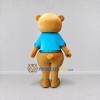 Custom Golden Brown and Blue Teddy Bear in Sweater Mascot Costume Adult Full Body Suit for Children's Events