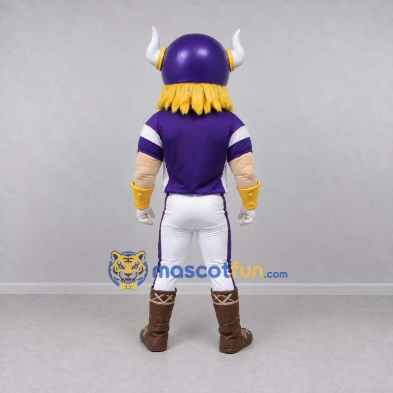 Custom Purple White and Gold Viking Warrior Mascot Costume Adult Full Body Suit for Sports Events Custom Purple White and Gold Viking Warrior Mascot Costume Adult Full Body Suit for Sports Events