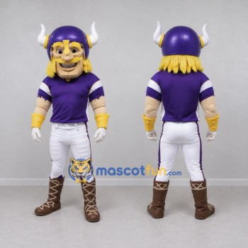 Custom Purple White and Gold Viking Warrior Mascot Costume Adult Full Body Suit for Sports Events
