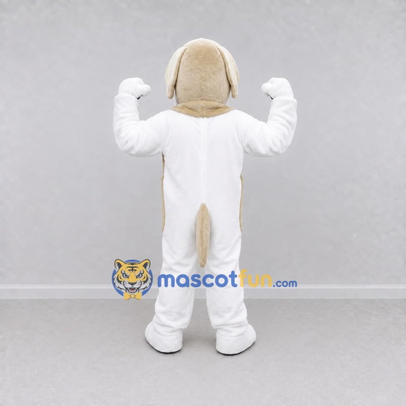 Custom White Tan and Purple Dog Mascot Costume Adult Full Body Suit for Pet Events Custom White Tan and Purple Dog Mascot Costume Adult Full Body Suit for Pet Events