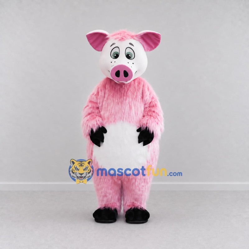 Custom Pink and White Pig Mascot Costume Adult Full Body Suit for Farm Events Custom Pink and White Pig Mascot Costume Adult Full Body Suit for Farm Events