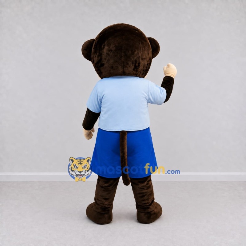 Custom Brown and Blue Monkey in Sportswear Mascot Costume Adult Full Body Suit for Children's Events Custom Brown and Blue Monkey in Sportswear Mascot Costume Adult Full Body Suit for Children's Events