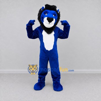 Custom Blue Black and White Lion Mascot Costume Adult Full Body Suit for Sports Events Custom Blue Black and White Lion Mascot Costume Adult Full Body Suit for Sports Events