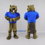 Custom Brown and Blue Beaver in Polo Shirt Mascot Costume Adult Full Body Suit for School Events