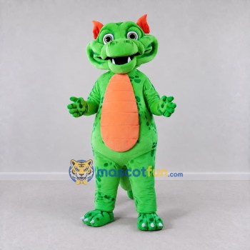 Custom Green and Orange Dragon Mascot Costume Adult Full Body Suit for Festival Events