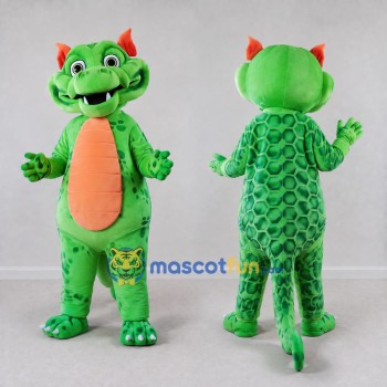 Custom Green and Orange Dragon Mascot Costume Adult Full Body Suit for Festival Events