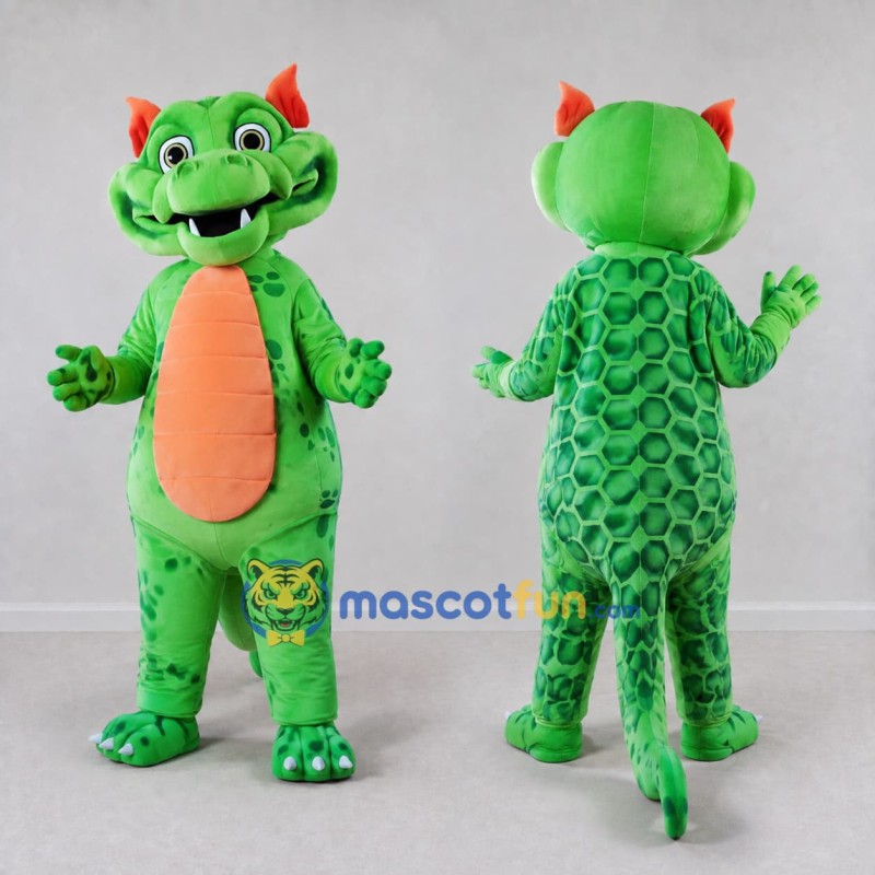 Custom Green and Orange Dragon Mascot Costume Adult Full Body Suit for Festival Events Custom Green and Orange Dragon Mascot Costume Adult Full Body Suit for Festival Events