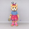 Custom Tan Blue and Pink Spotted Cat in Skirt Mascot Costume Adult Full Body Suit for Children's Events Custom Tan Blue and Pink Spotted Cat in Skirt Mascot Costume Adult Full Body Suit for Children's Events