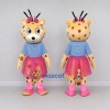 Custom Tan Blue and Pink Spotted Cat in Skirt Mascot Costume Adult Full Body Suit for Children's Events Custom Tan Blue and Pink Spotted Cat in Skirt Mascot Costume Adult Full Body Suit for Children's Events