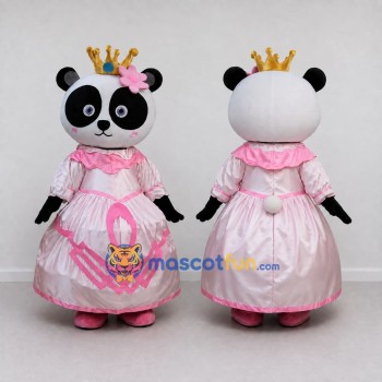 Custom Black White and Pink Panda Princess Mascot Costume Adult Full Body Suit for Children's Parties