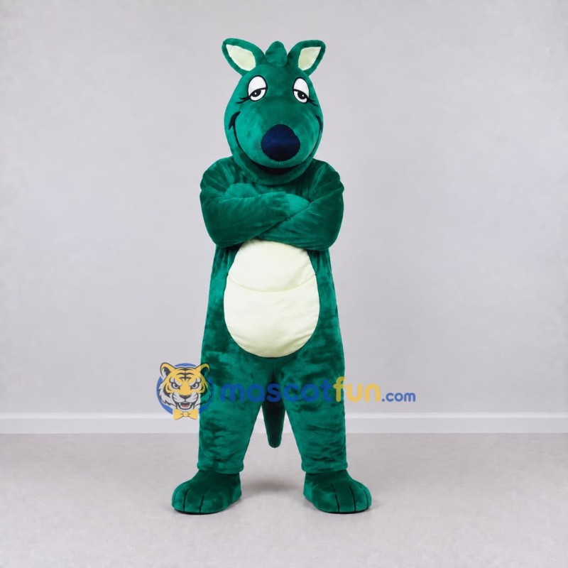 Custom Green and Cream Kangaroo Mascot Costume Adult Full Body Suit for Wildlife Events