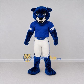 Custom Blue and White Big Panther in Sportswear Mascot Costume Adult Full Body Suit for Sports Events