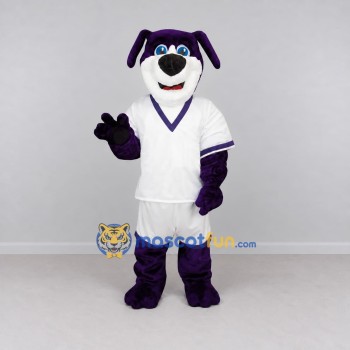 Custom Purple and White Dog in Sportswear Mascot Costume Adult Full Body Suit for Sports Events