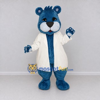 Custom Blue and White Bear in Lab Coat Mascot Costume Adult Full Body Suit for Science Events
