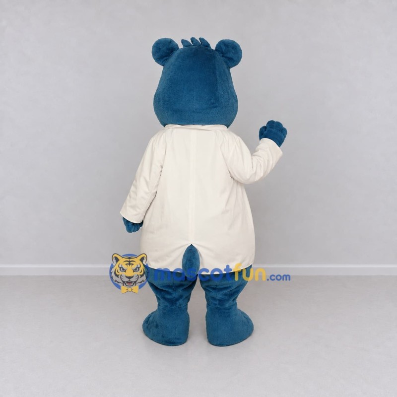Custom Blue and White Bear in Lab Coat Mascot Costume Adult Full Body Suit for Science Events Custom Blue and White Bear in Lab Coat Mascot Costume Adult Full Body Suit for Science Events