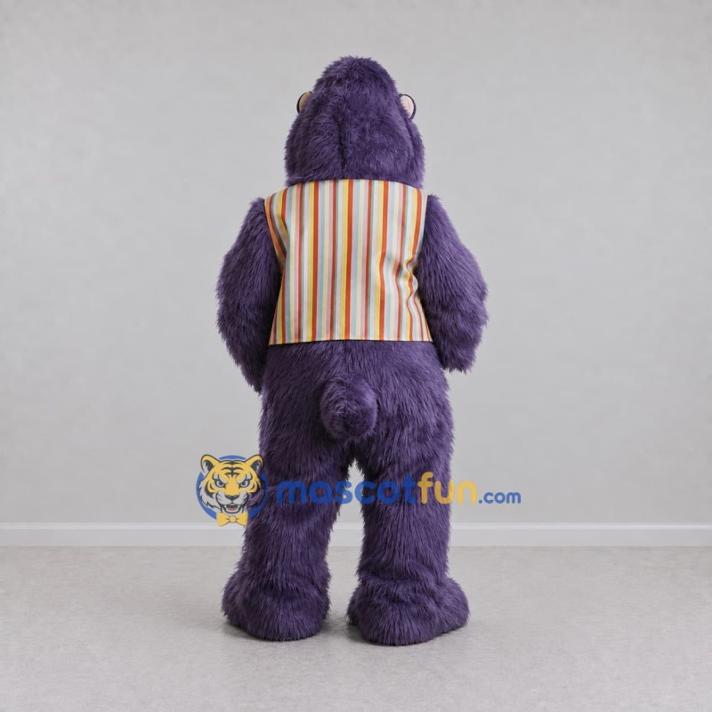 Custom Purple and Yellow Gorilla in Vest Mascot Costume Adult Full Body Suit for Party Events Custom Purple and Yellow Gorilla in Vest Mascot Costume Adult Full Body Suit for Party Events