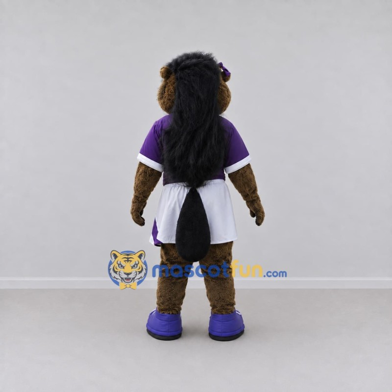 Custom Brown and Purple Beaver in Sportswear Mascot Costume Adult Full Body Suit for Sports Events Custom Brown and Purple Beaver in Sportswear Mascot Costume Adult Full Body Suit for Sports Events