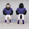Custom Black Purple and White Raven in Sportswear Mascot Costume Adult Full Body Suit for Sports Events Custom Black Purple and White Raven in Sportswear Mascot Costume Adult Full Body Suit for Sports Events