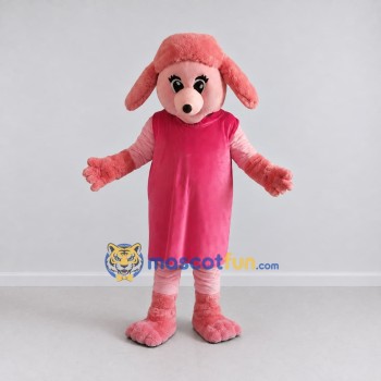 Custom Pink Poodle in Dress Mascot Costume Adult Full Body Suit for Pet Events Custom Pink Poodle in Dress Mascot Costume Adult Full Body Suit for Pet Events