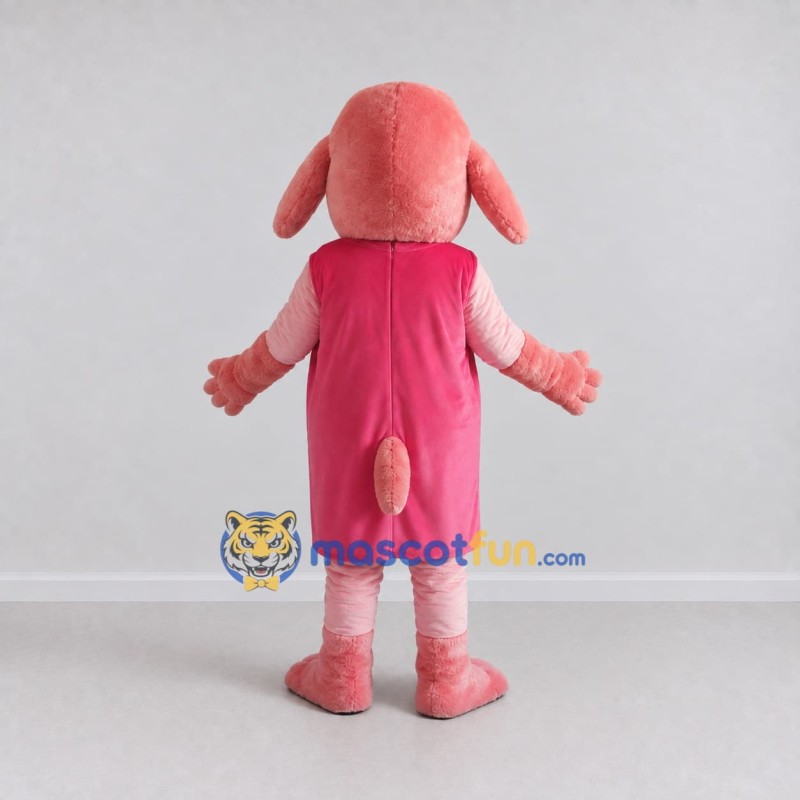 Custom Pink Poodle in Dress Mascot Costume Adult Full Body Suit for Pet Events Custom Pink Poodle in Dress Mascot Costume Adult Full Body Suit for Pet Events