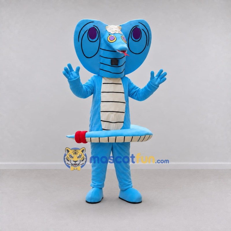Custom Blue and Cream Cobra Mascot Costume Adult Full Body Suit for Wildlife Events Custom Blue and Cream Cobra Mascot Costume Adult Full Body Suit for Wildlife Events