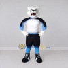 Custom White Black and Blue Wolf in Sportswear Mascot Costume Adult Full Body Suit for Sports Events Custom White Black and Blue Wolf in Sportswear Mascot Costume Adult Full Body Suit for Sports Events