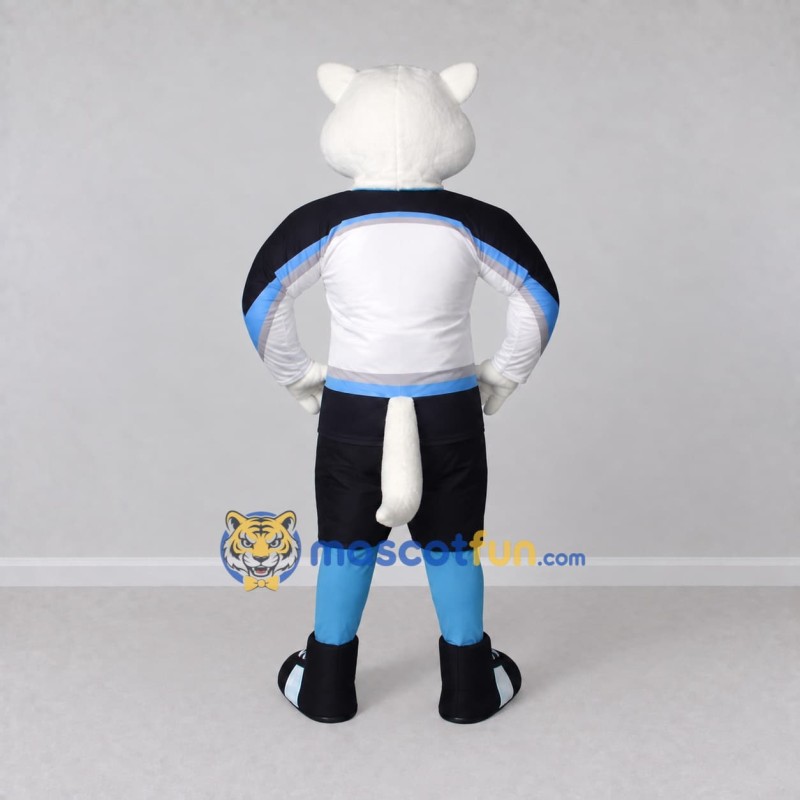 Custom White Black and Blue Wolf in Sportswear Mascot Costume Adult Full Body Suit for Sports Events Custom White Black and Blue Wolf in Sportswear Mascot Costume Adult Full Body Suit for Sports Events