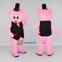 Custom Pink and Black Teddy Bear in Vest Mascot Costume Adult Full Body Suit for Party Events