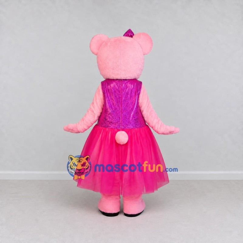 Custom Pink and Magenta Teddy Bear in Dress Mascot Costume Adult Full Body Suit for Children's Events Custom Pink and Magenta Teddy Bear in Dress Mascot Costume Adult Full Body Suit for Children's Events