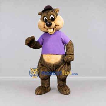 Custom Brown and Purple Hamster in T-Shirt Mascot Costume Adult Full Body Suit for Children's Events