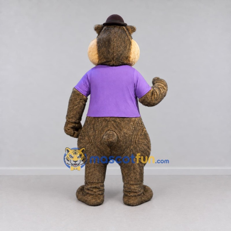 Custom Brown and Purple Hamster in T-Shirt Mascot Costume Adult Full Body Suit for Children's Events Custom Brown and Purple Hamster in T-Shirt Mascot Costume Adult Full Body Suit for Children's Events