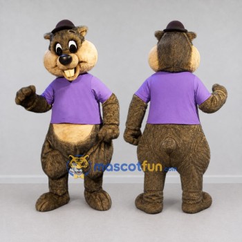 Custom Brown and Purple Hamster in T-Shirt Mascot Costume Adult Full Body Suit for Children's Events