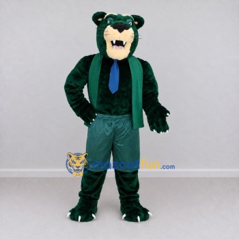 Custom Green and Blue Big Cat with Tie Mascot Costume Adult Full Body Suit for Sports Events Custom Green and Blue Big Cat with Tie Mascot Costume Adult Full Body Suit for Sports Events