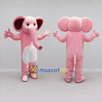 Custom Pink and White Elephant Mascot Costume Adult Full Body Suit for Children's Events