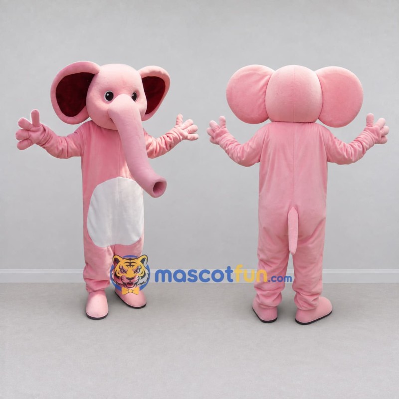 Custom Pink and White Elephant Mascot Costume Adult Full Body Suit for Children's Events