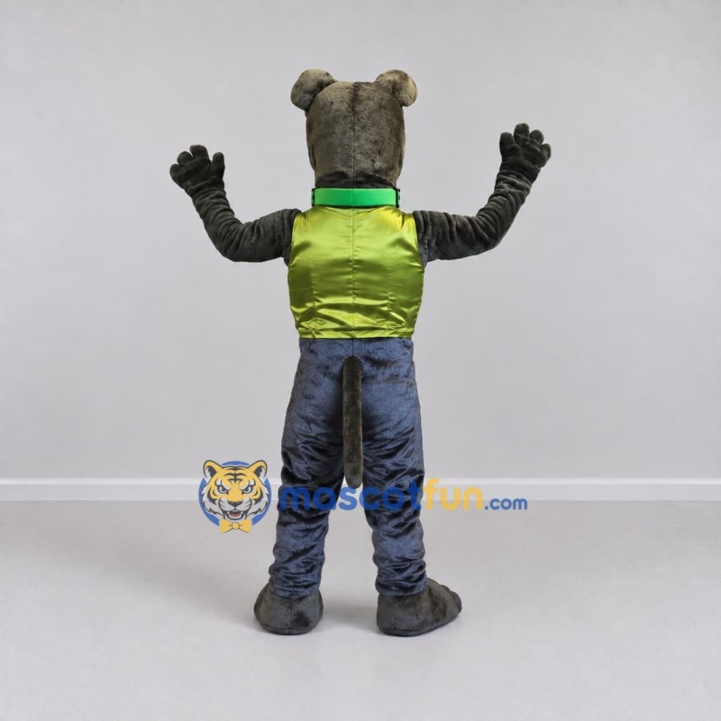 Custom Gray and Green Dog in Sportswear Mascot Costume Adult Full Body Suit for Sports Events Custom Gray and Green Dog in Sportswear Mascot Costume Adult Full Body Suit for Sports Events