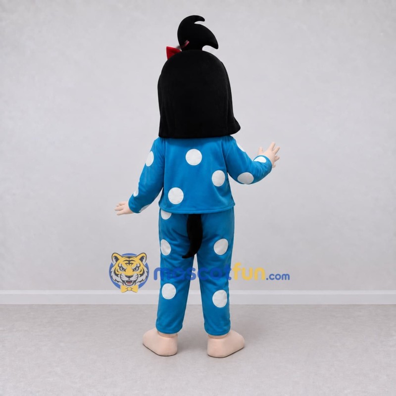 Custom Blue and White Girl in Polka Dot Pajamas Mascot Costume Adult Full Body Suit for Children's Events Custom Blue and White Girl in Polka Dot Pajamas Mascot Costume Adult Full Body Suit for Children's Events