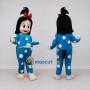 Custom Blue and White Girl in Polka Dot Pajamas Mascot Costume Adult Full Body Suit for Children's Events