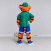 Custom Orange Green and Blue Tiger in Sportswear Mascot Costume Adult Full Body Suit for Sports Events Custom Orange Green and Blue Tiger in Sportswear Mascot Costume Adult Full Body Suit for Sports Events