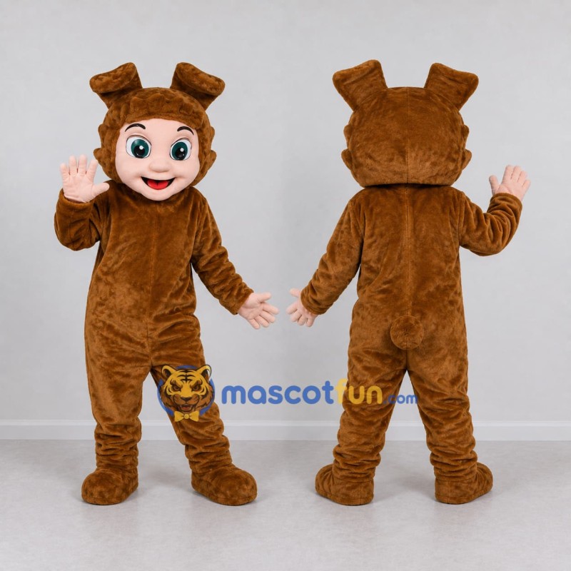 Custom Brown Child in Dog Suit Mascot Costume Adult Full Body Suit for Children's Events Custom Brown Child in Dog Suit Mascot Costume Adult Full Body Suit for Children's Events