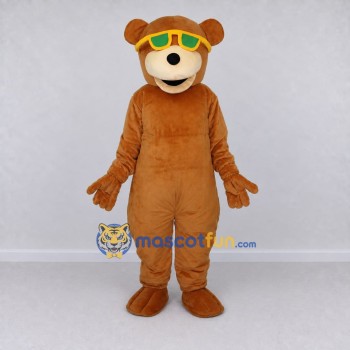 Custom Brown and Yellow Bear with Sunglasses Mascot Costume Adult Full Body Suit for Summer Events Custom Brown and Yellow Bear with Sunglasses Mascot Costume Adult Full Body Suit for Summer Events