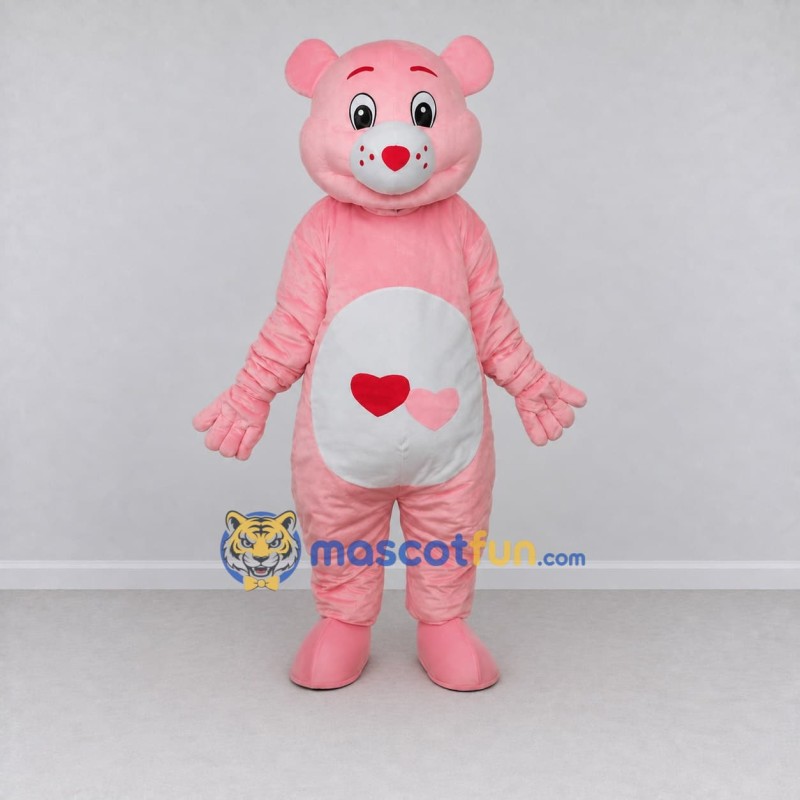 Custom Pink and White Bear with Heart Mascot Costume Adult Full Body Suit for Valentine's Events Custom Pink and White Bear with Heart Mascot Costume Adult Full Body Suit for Valentine's Events