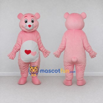 Custom Pink and White Bear with Heart Mascot Costume Adult Full Body Suit for Valentine's Events