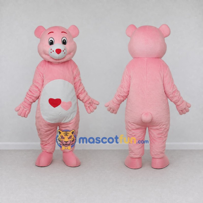 Custom Pink and White Bear with Heart Mascot Costume Adult Full Body Suit for Valentine's Events Custom Pink and White Bear with Heart Mascot Costume Adult Full Body Suit for Valentine's Events