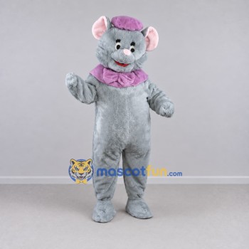 Custom Gray and Purple Mouse with Hat Mascot Costume Adult Full Body Suit for Children's Events