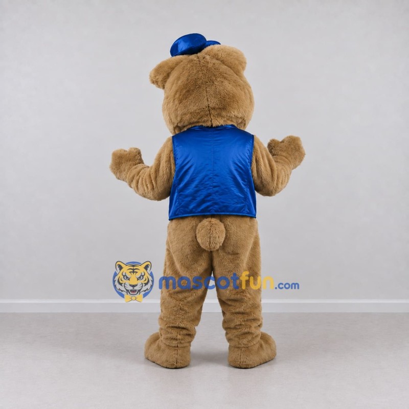 Custom Brown and Blue Magician Bear Mascot Costume Adult Full Body Suit for Party Events