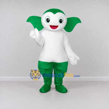 Custom Green and White Leaf-Eared Creature Mascot Costume Adult Full Body Suit for Children's Events Custom Green and White Leaf-Eared Creature Mascot Costume Adult Full Body Suit for Children's Events